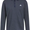 Adidas Essentials Heathered Long Sleeve Polo Shirt - Collegiate Navy