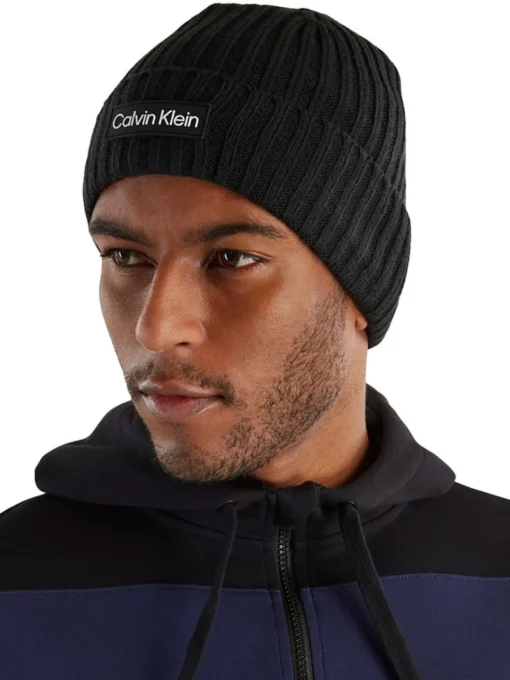 Calvin Klein Chunky Knit Badge Beanie