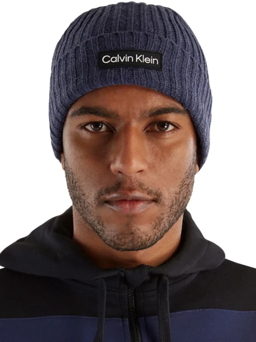 Calvin Klein Chunky Knit Badge Beanie