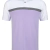 Footjoy Lisle Colour Block Golf Shirt (Athletic Fit) - White/Charcoal/Lavender
