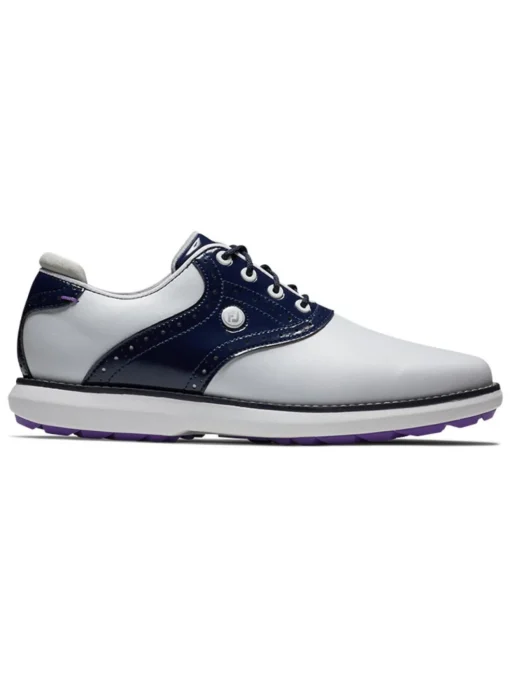 Footjoy Women'S Fj Traditions Spikeless Golf Shoes - White/Navy