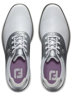Footjoy Women'S Fj Traditions Spikeless Golf Shoes - White/Silver