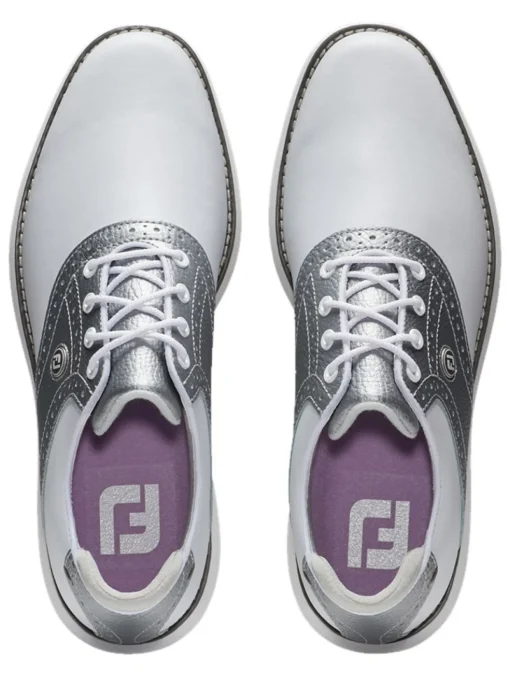 Footjoy Women'S Fj Traditions Spikeless Golf Shoes - White/Silver