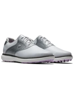 Footjoy Women'S Fj Traditions Spikeless Golf Shoes - White/Silver