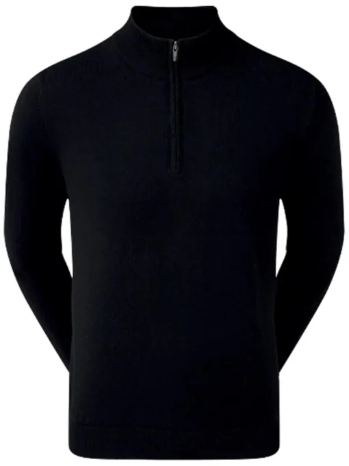 Footjoy Wool Blend 1/2 Zip Lined Pullover - Black