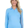 Ibkul Adjustable Long Sleeve Zip Polo - Peri