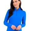 Ibkul Solid Long Sleeve Mock Neck Top - Blue