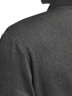 Adidas Essentials Heathered Long Sleeve Polo Shirt - Black Melange