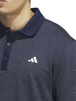 Adidas Essentials Heathered Long Sleeve Polo Shirt - Collegiate Navy