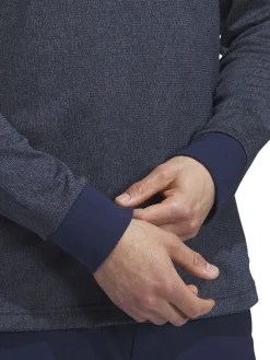 Adidas Essentials Heathered Long Sleeve Polo Shirt - Collegiate Navy