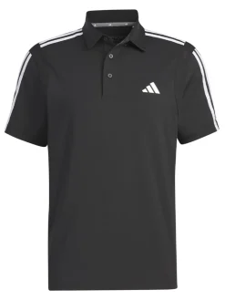 Adidas Heat.Rdy 3-Stripe Short Sleeve Polo Shirt - Black