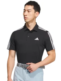 Adidas Heat.Rdy 3-Stripe Short Sleeve Polo Shirt - Black