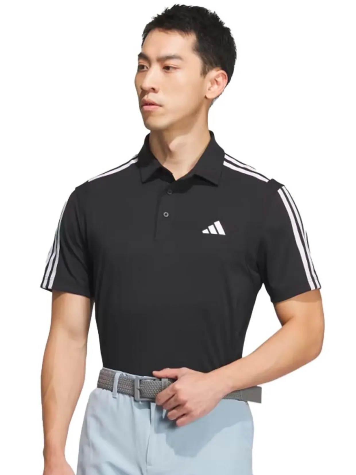 Adidas Heat.Rdy 3-Stripe Short Sleeve Polo Shirt - Black