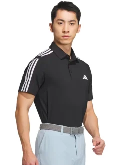 Adidas Heat.Rdy 3-Stripe Short Sleeve Polo Shirt - Black