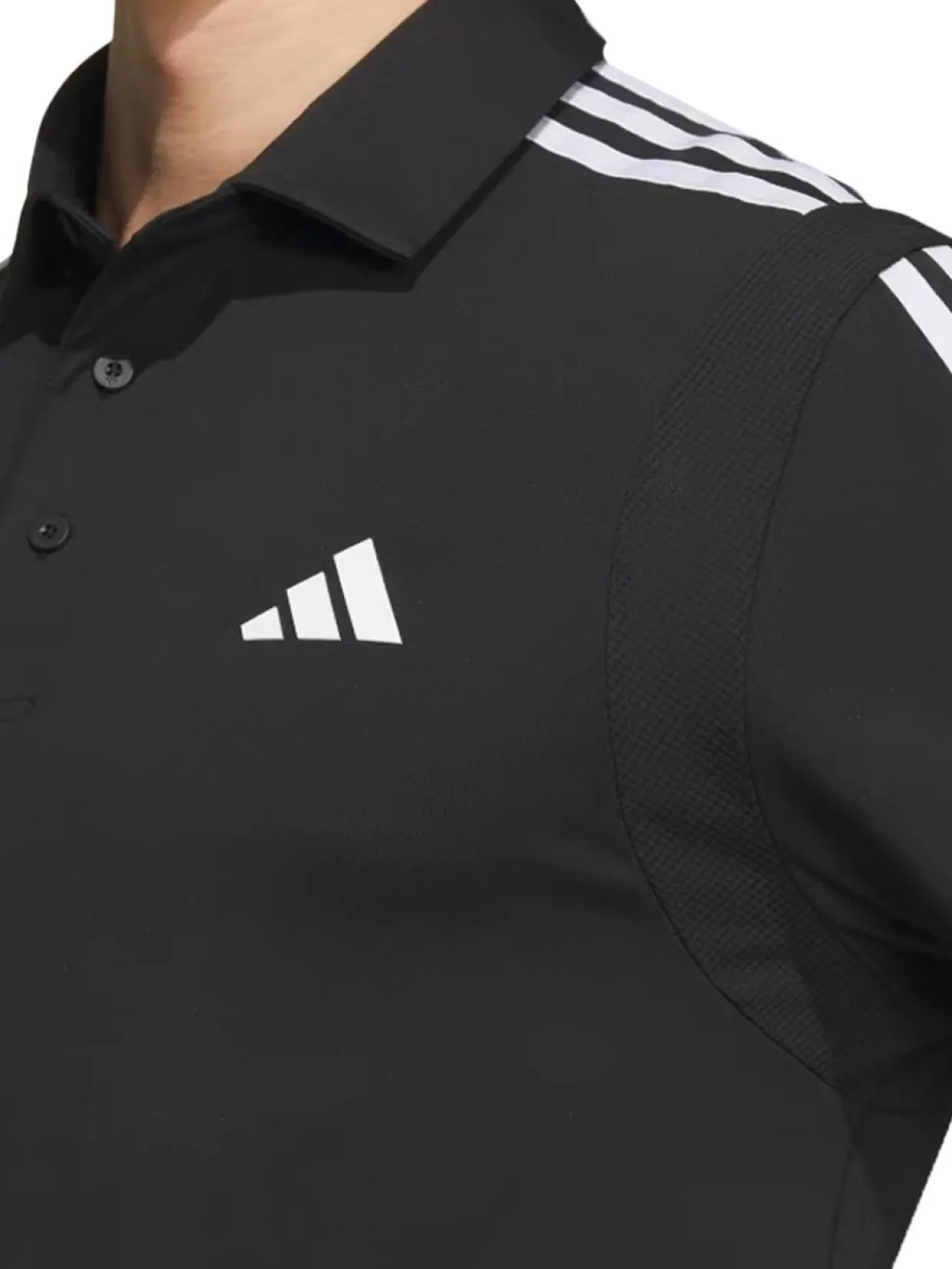 Adidas Heat.Rdy 3-Stripe Short Sleeve Polo Shirt - Black
