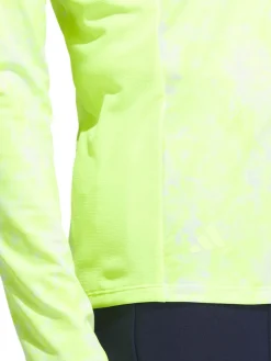 Adidas Women'S Essentials Long Sleeve Printed Mock Polo Shirt - Lucid Lemon