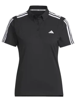 Adidas Women'S Heat.Rdy 3-Stripes Short Sleeve Polo Shirt - Black