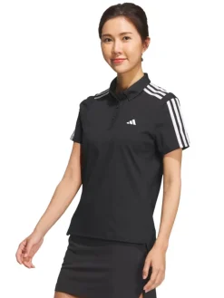 Adidas Women'S Heat.Rdy 3-Stripes Short Sleeve Polo Shirt - Black