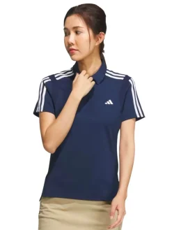 Adidas Women'S Heat.Rdy 3-Stripes Short Sleeve Polo Shirt - Collegiate Navy