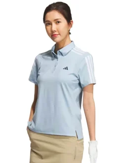 Adidas Women'S Heat.Rdy 3-Stripes Short Sleeve Polo Shirt - Wonder Blue