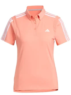Adidas Women'S Heat.Rdy 3-Stripes Short Sleeve Polo Shirt - Wonder Clay