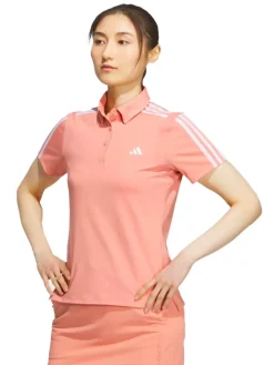 Adidas Women'S Heat.Rdy 3-Stripes Short Sleeve Polo Shirt - Wonder Clay
