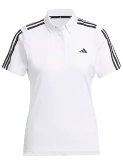 Adidas Women'S Heat.Rdy 3-Stripes Short Sleeve Polo Shirt - White
