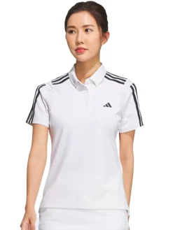 Adidas Women'S Heat.Rdy 3-Stripes Short Sleeve Polo Shirt - White