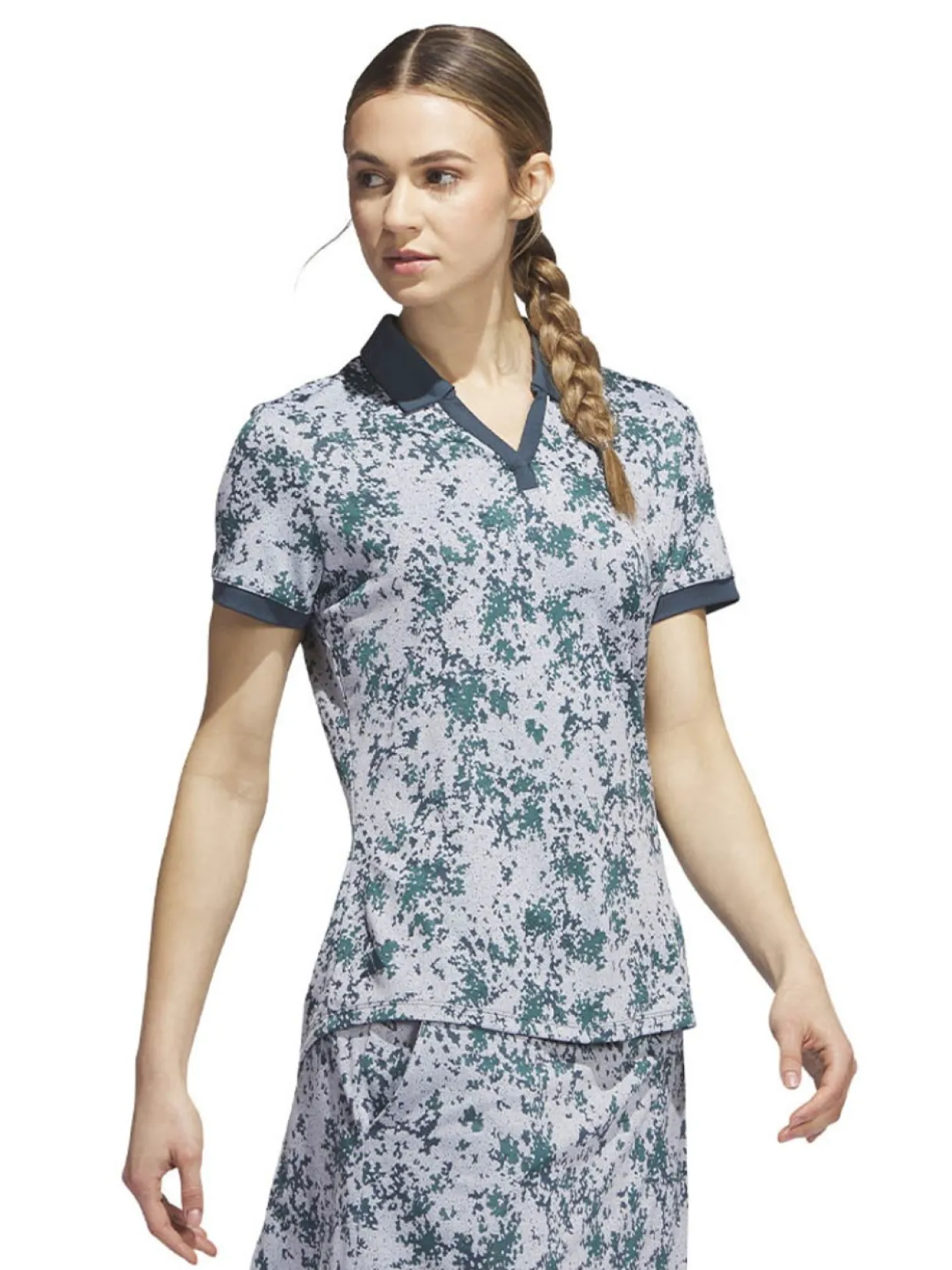 Adidas Women'S Jacquard Polo Shirt - Wonder Blue/Arctic Night