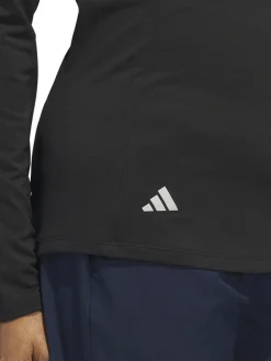Adidas Women'S Quarter-Zip Long Sleeve Golf Polo Shirt - Black