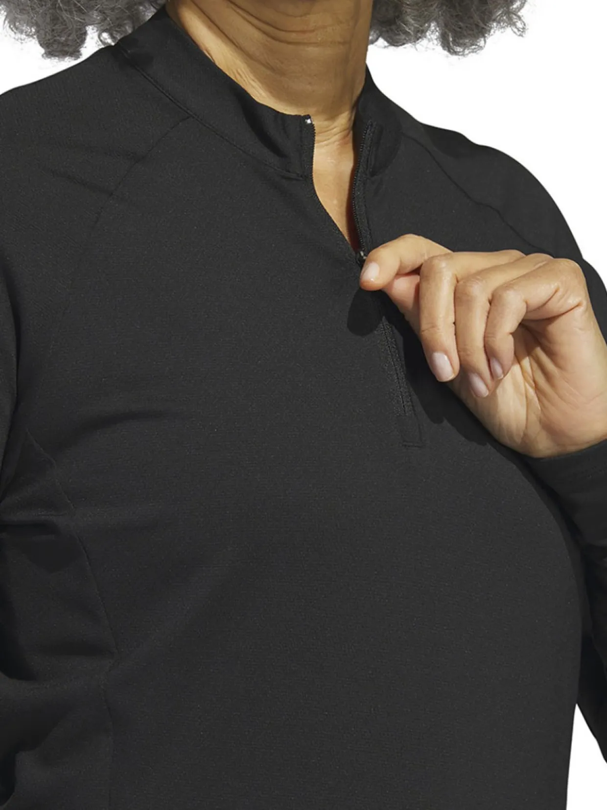 Adidas Women'S Quarter-Zip Long Sleeve Golf Polo Shirt - Black