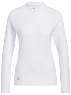 Adidas Women'S Quarter-Zip Long Sleeve Golf Polo Shirt - White