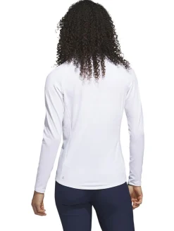 Adidas Women'S Quarter-Zip Long Sleeve Golf Polo Shirt - White