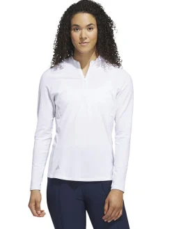 Adidas Women'S Quarter-Zip Long Sleeve Golf Polo Shirt - White
