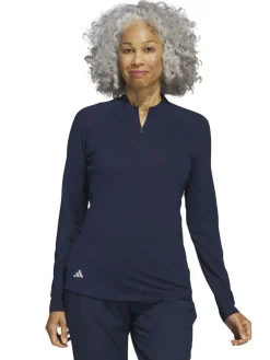 Adidas Women'S Quarter-Zip Long Sleeve Golf Polo Shirt - Collegiate Navy