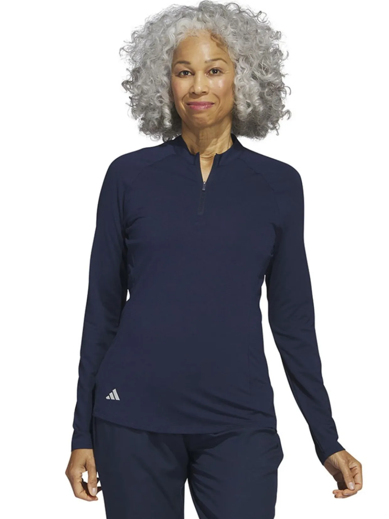 Adidas Women'S Quarter-Zip Long Sleeve Golf Polo Shirt - Collegiate Navy