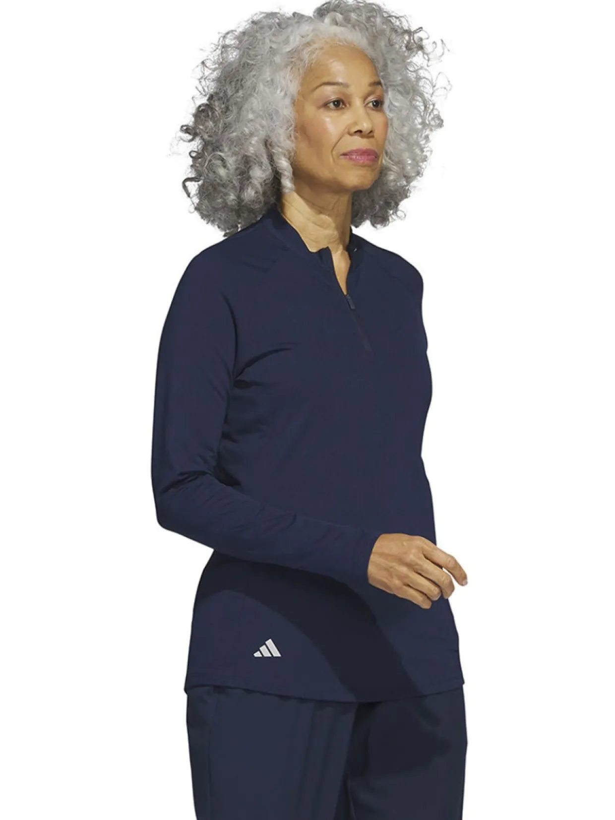 Adidas Women'S Quarter-Zip Long Sleeve Golf Polo Shirt - Collegiate Navy
