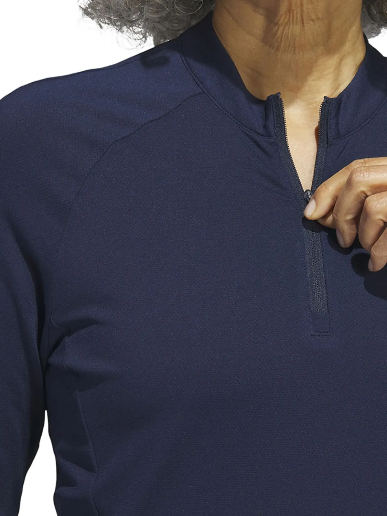 Adidas Women'S Quarter-Zip Long Sleeve Golf Polo Shirt - Collegiate Navy