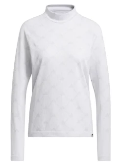 Adidas Women'S Ultimate365 Tour Monogram Mock Neck Long-Sleeve Top - White