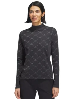 Adidas Women'S Ultimate365 Tour Monogram Mock Neck Long-Sleeve Top - Black