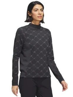 Adidas Women'S Ultimate365 Tour Monogram Mock Neck Long-Sleeve Top - Black