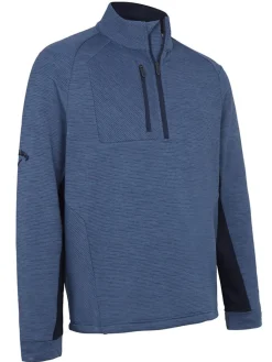 Callaway Heather Stripe Fleece Back 1/4 Zip - Dark Navy Heather