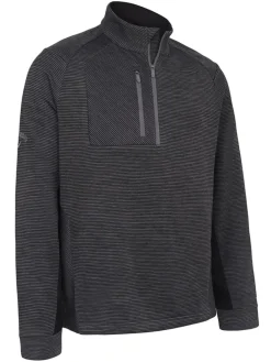 Callaway Heather Stripe Fleece Back 1/4 Zip - Black Heather