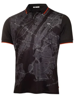 Calvin Klein Nyc Print Polo - Black