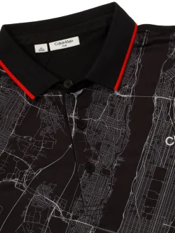 Calvin Klein Nyc Print Polo - Black