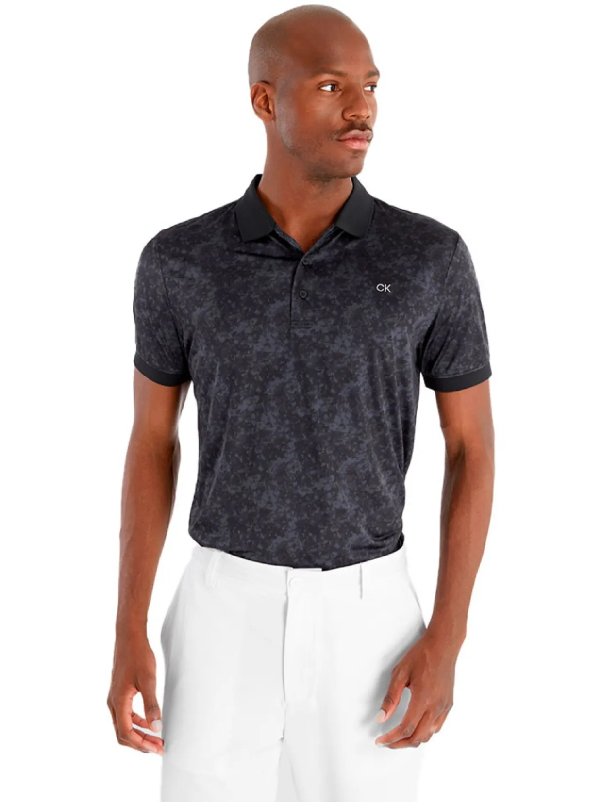 Calvin Klein Tie Dye Print Polo - Black