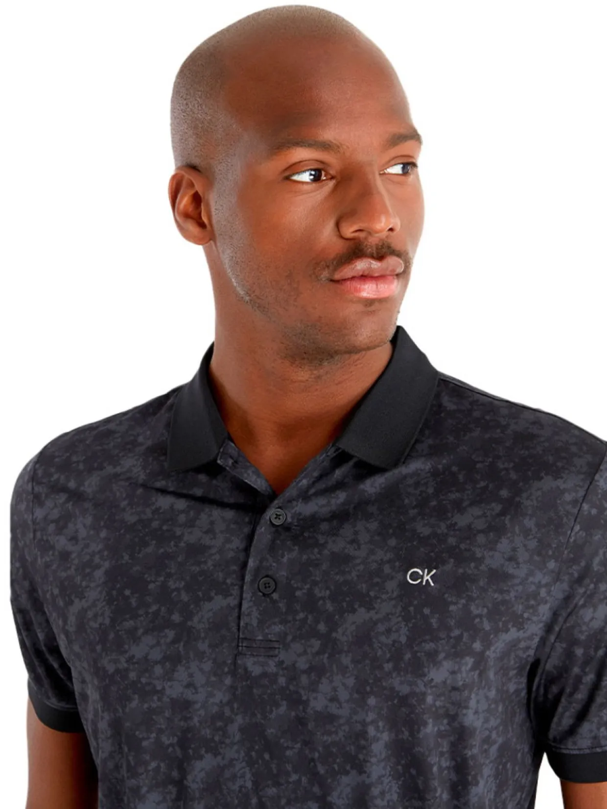Calvin Klein Tie Dye Print Polo - Black