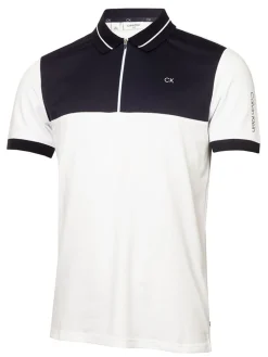 Calvin Klein Whitman Zipped Polo - White/Navy
