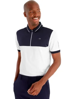 Calvin Klein Whitman Zipped Polo - White/Navy