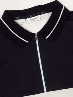 Calvin Klein Whitman Zipped Polo - White/Navy
